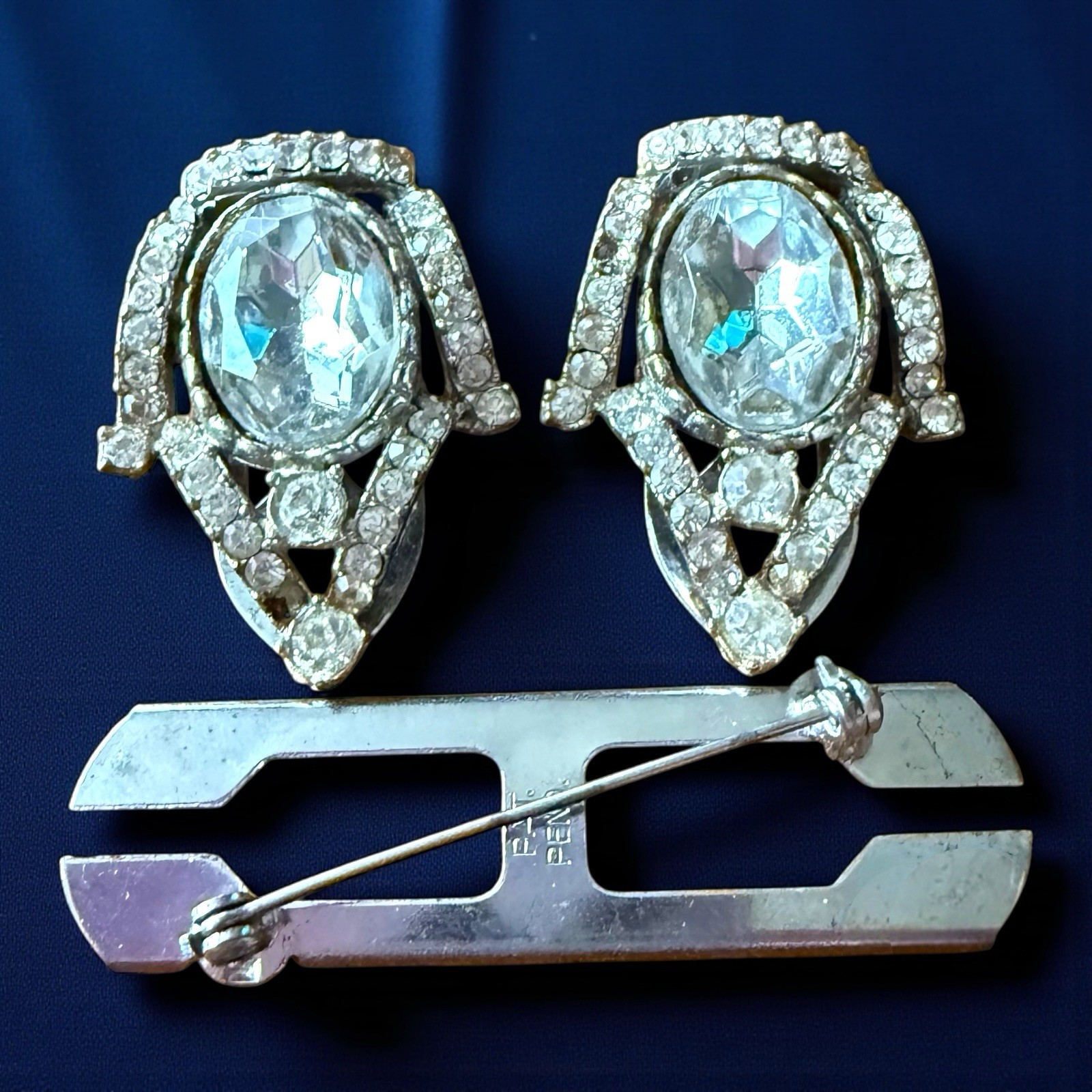 Duette Rhinestone Dress Clip Brooch Art Deco Vintage Convertible Pin