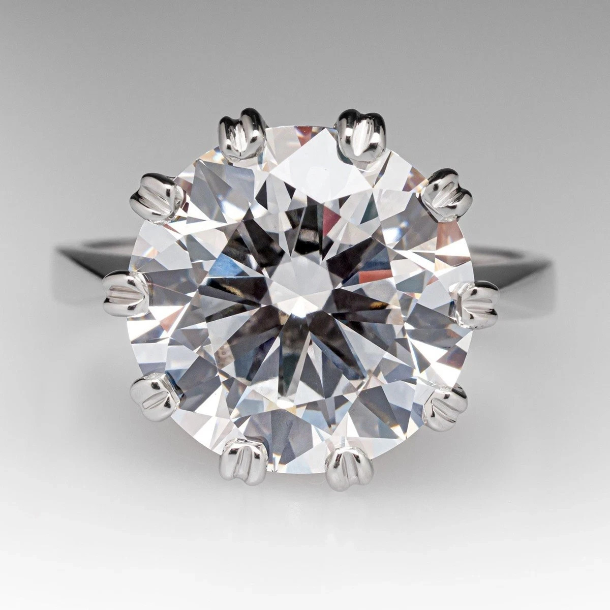 RARE 10.00 Ct Certified White Treated Diamond Solitaire Ring In 925 Silver