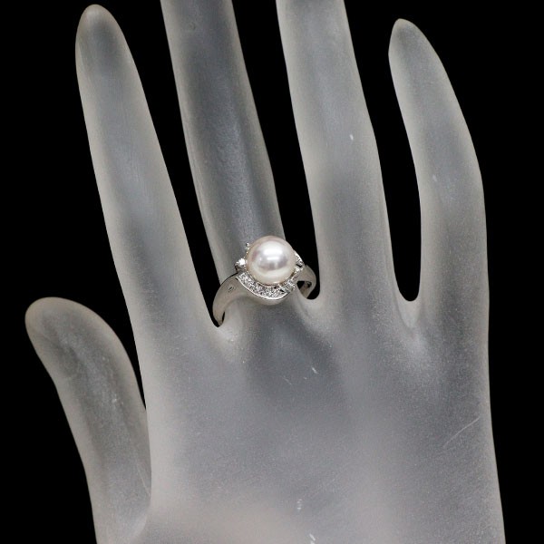 Tasaki Pearl Pt900 Akoya Pearl Diamond Ring 0.14ct Diameter Approx. 8.4 mm – Aut