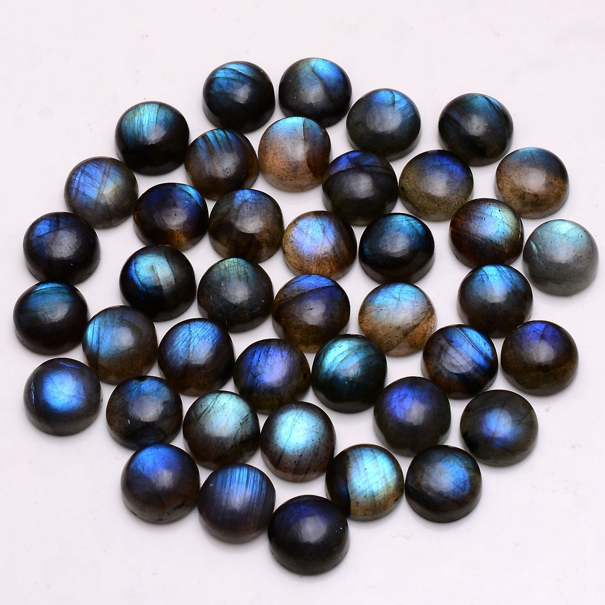 Set 15 Pcs Natural Labradorite Blue Shine 9mm Round Cabochon Loose Gemstones Lot