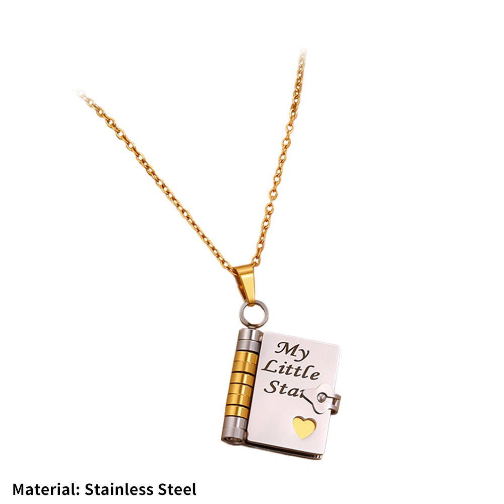 My Little Star Book Pendant Necklace for Daughter Open Pages Engraved Letter US