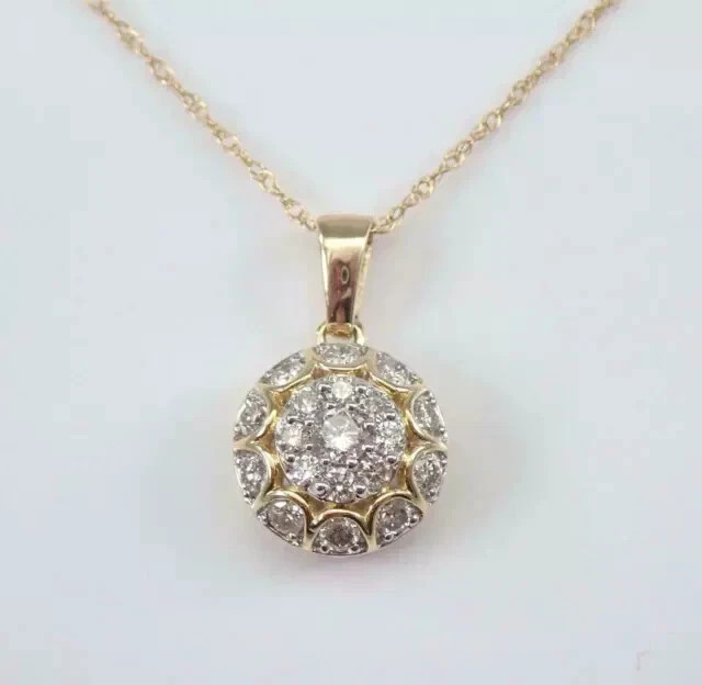 1.50Ct Round Cut Moissanite Cluster Pendant 14K Yellow Gold Plated Free Chain