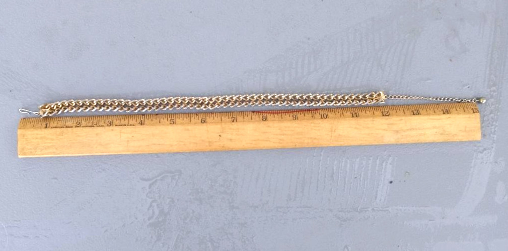 Vintage Gold Tone Curb Chain Necklace 15 3/8 in Layered Chain Choker