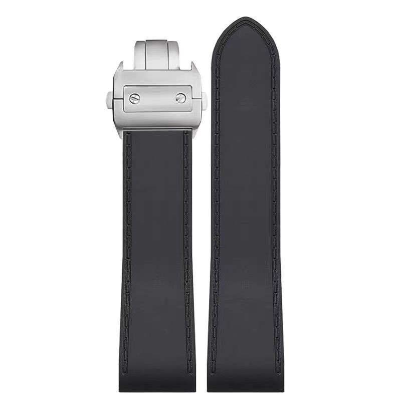 23MM 25MM RUBBER STRAP WATCH BAND FOR CARTIER SANTOS 100 XL CHRONO CLASP