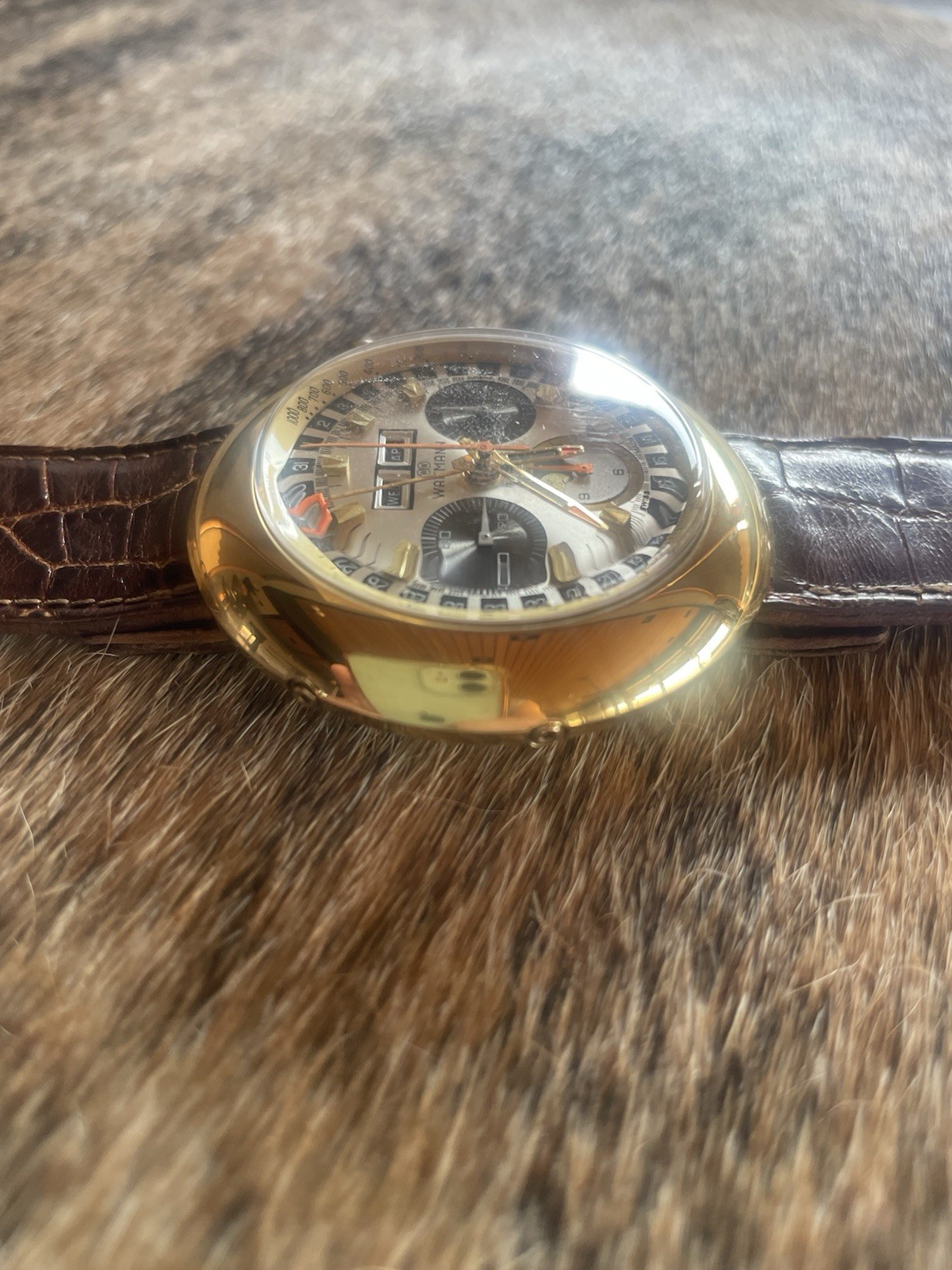 Vintage Wakmann Valjoux 88 Moonphase Chronograph Jules Jurgensen + NOS Case