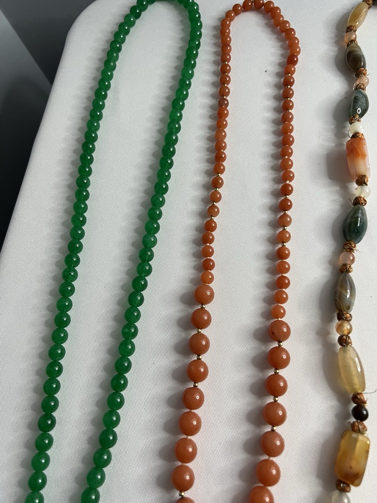 Vintage Asian Jade Rose Quartz Carved Beaded Necklaces Bracelet Jewelry Lot 7pcs