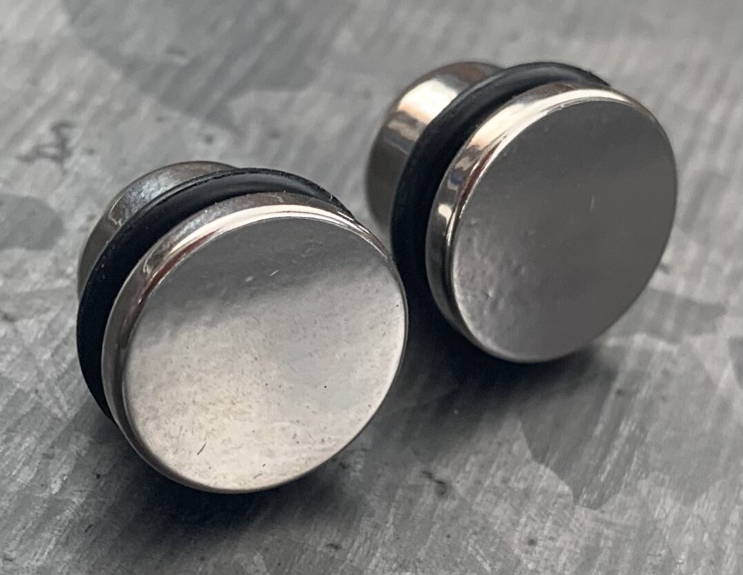 PAIR 316L Surgical Steel Bullet Flat Head Plugs Tunnels Gauges Body Jewelry