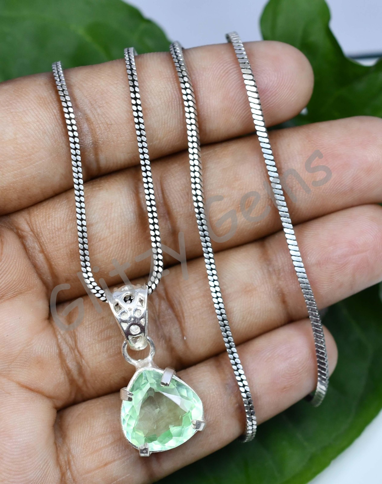 20.00 Ct Natural Green Sapphire Pear 925 Sterling Silver Pendant Certified