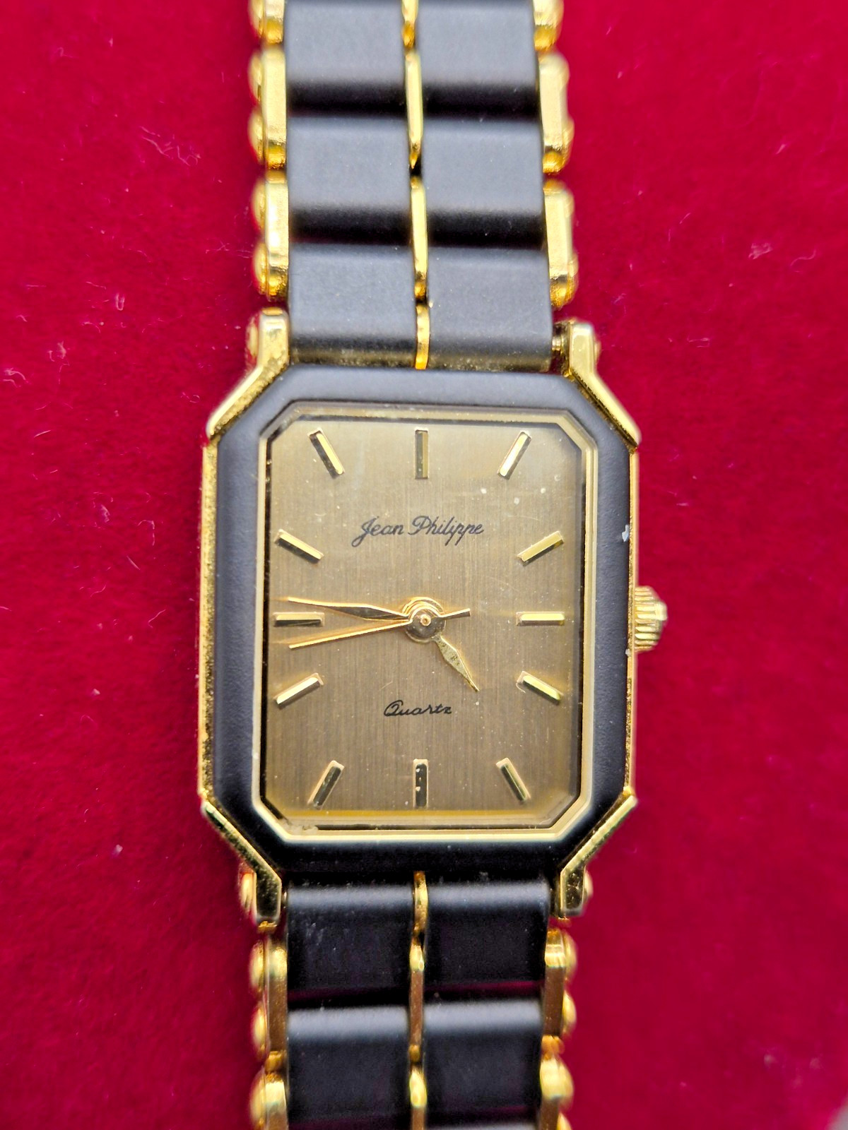 Vintage JEAN PHILIPPE Women’s Gold & Black Detail Quartz Watch-VGC/Working