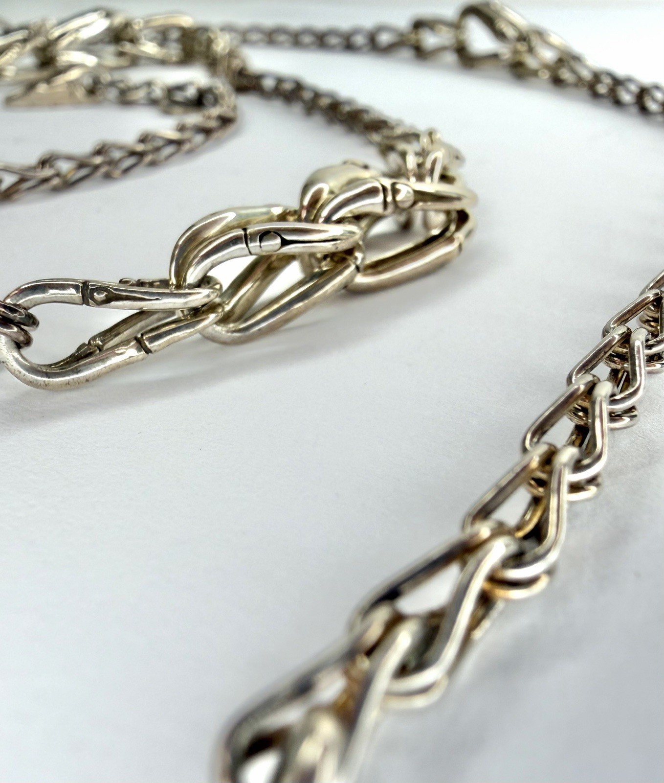 John Hardy Sterling Silver Oval Link Bamboo Collection Sautoir Necklace 35.5″