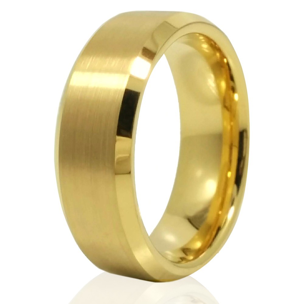 🔥 Tungsten Wedding Band Mens 18k Gold Plated Engagement Ring Womens 6mm 8mm NEW