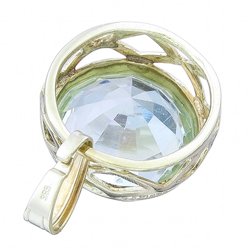 Aquamarine Round 585 Yellow Gold Pendant Circa 1965