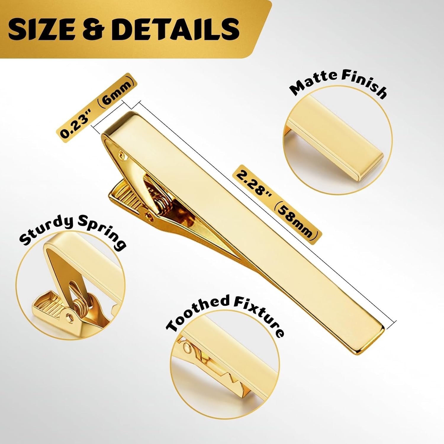 Classic 3 Pack Tie Clips – Gold, Silver & Black Matte Finish for Every Occasion