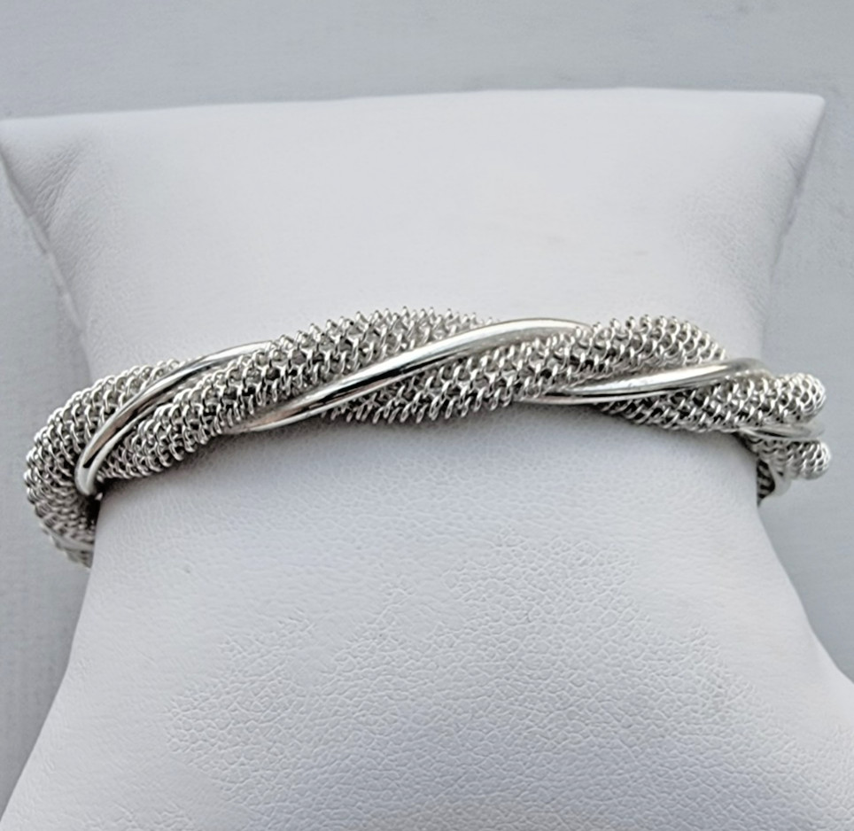925 STERLING SILVER TWISTED CABLE CUFF BRACELET 15.7g