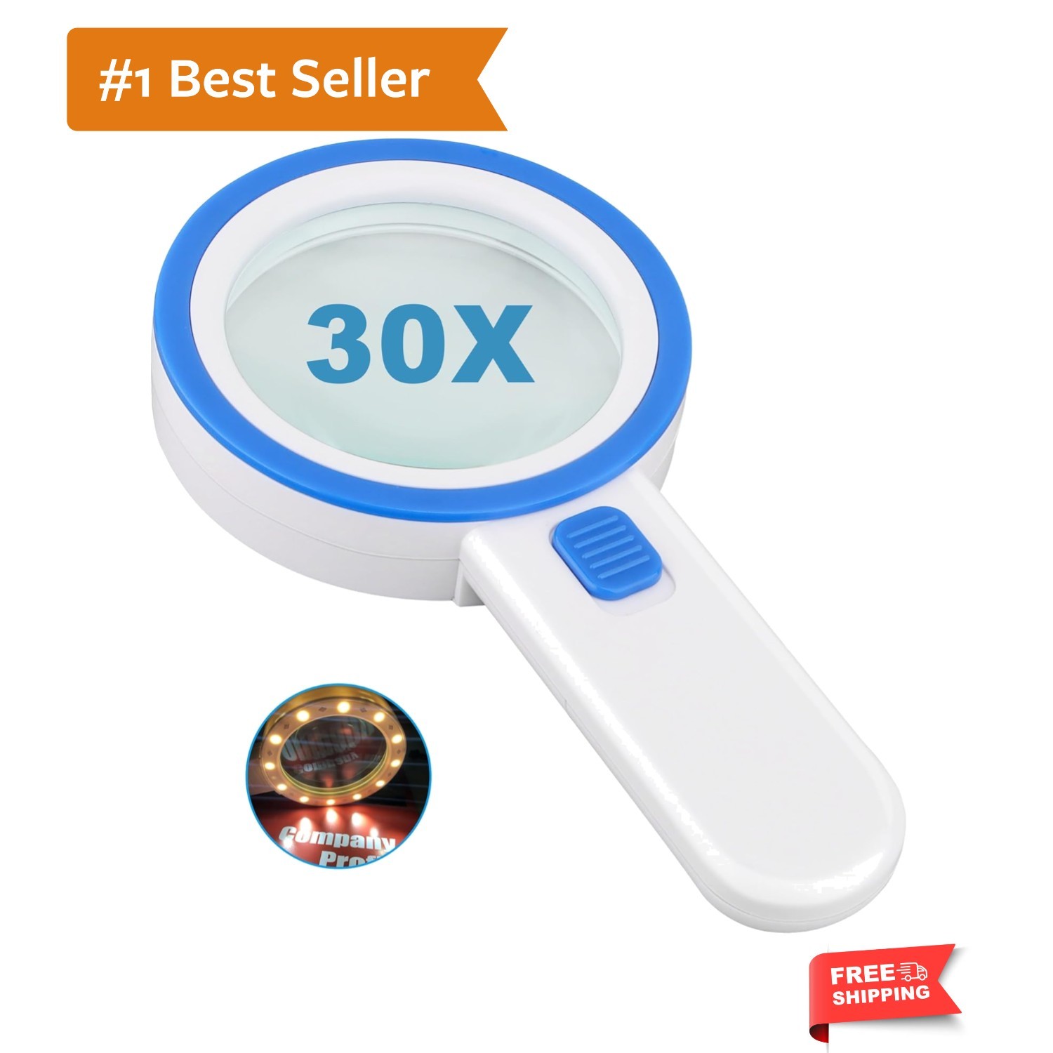 Handheld Magnifier with Double Glass Lens & 3X Magnification – Ideal for Reading