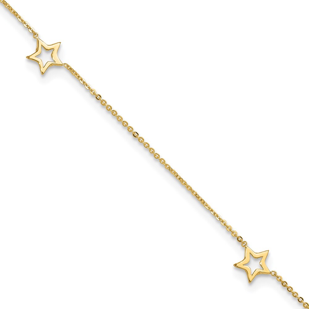 14k Yellow Gold Adjustable Star 9in Plus 1in extension Anklet 1.05g