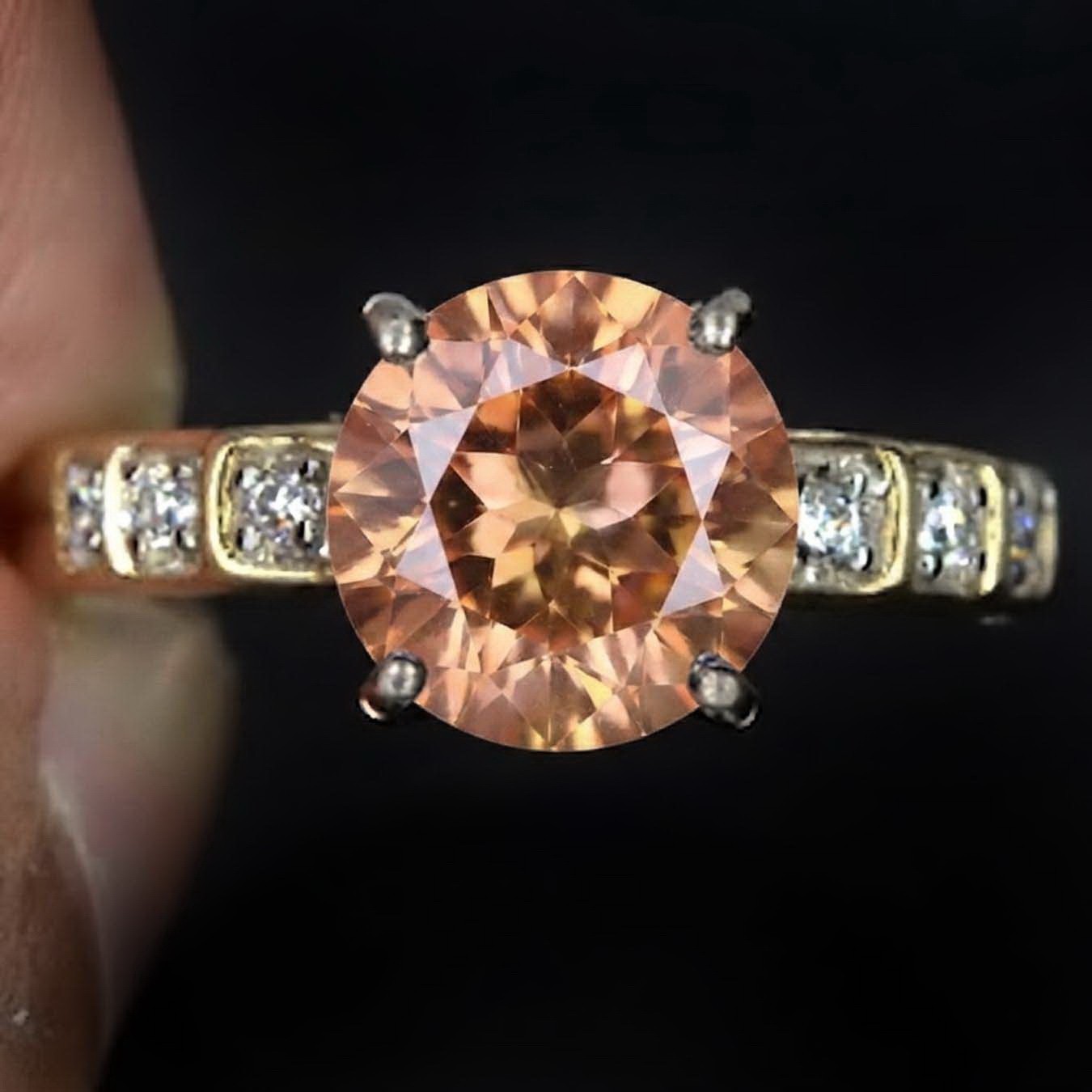 8 mm Natural imperial topaz Ring Silver Sterling Plated gold Size 7 Free Resize