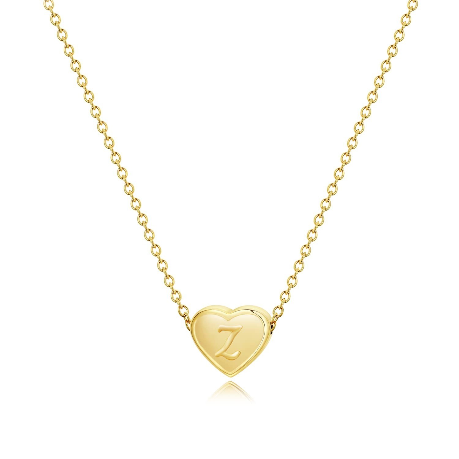 18k Gold Plated Heart Pendant Initial Necklace for Women Girls