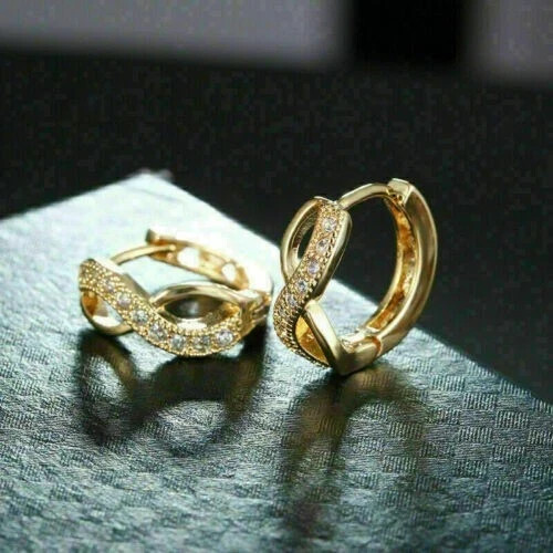 1.13cts Natural Moissanite Infinity Women’s Drop Earring 14K Yellow Gold Plated