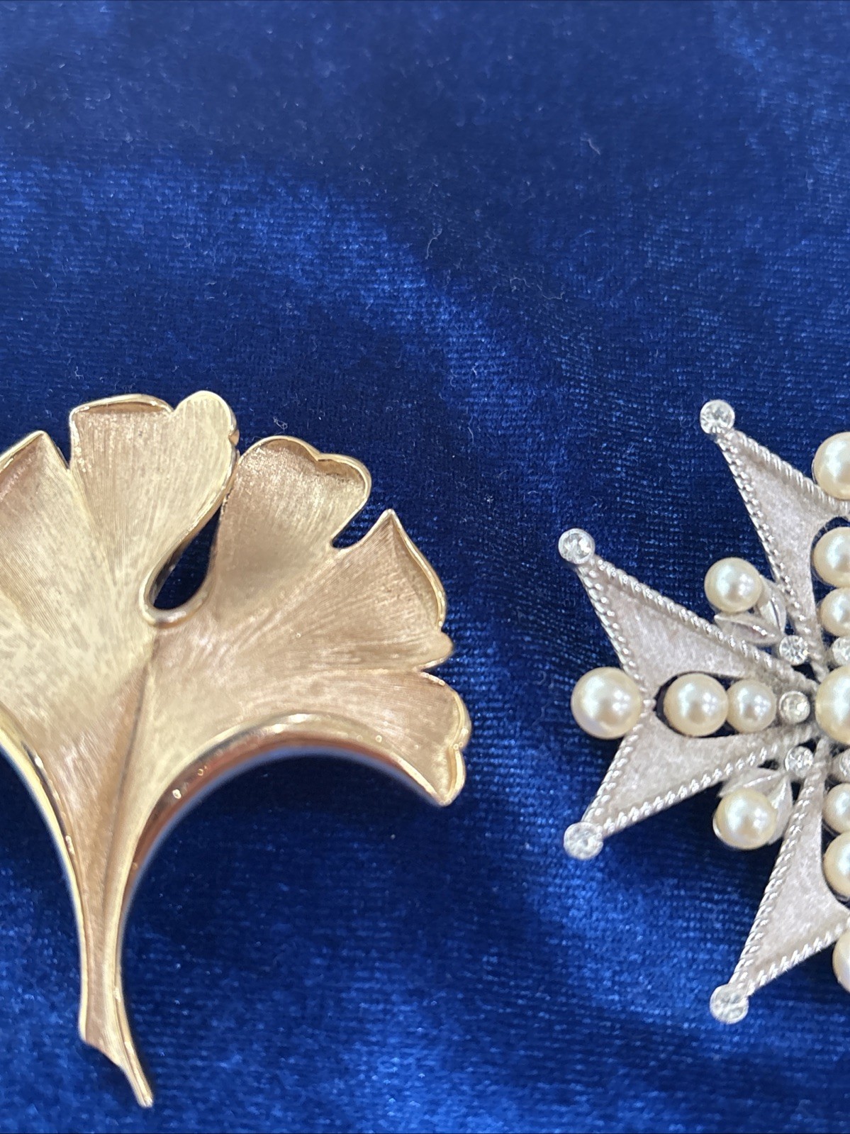 Vintage Crown Trifari Brooch Lot Of 3. All Signed. All Plated. 1 Maltese Cross