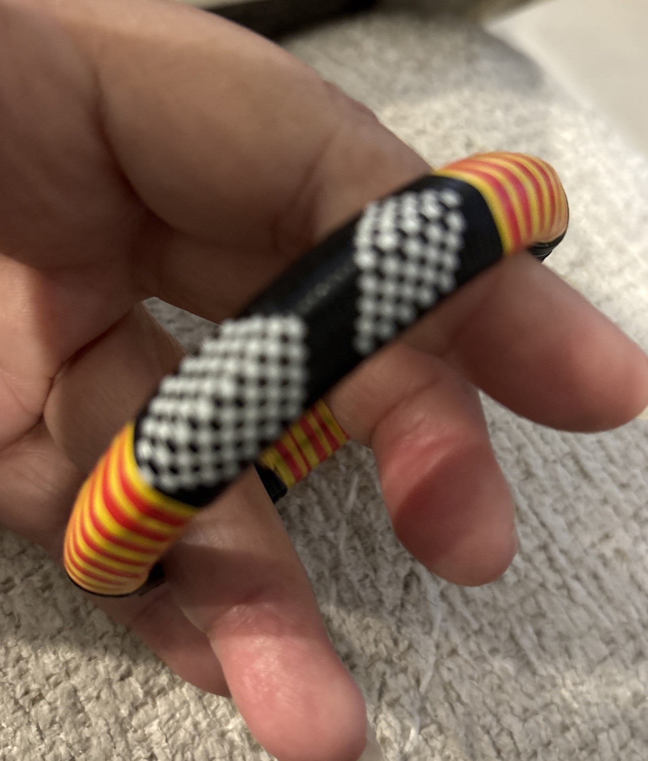 Woven Tuareg Bracelet Black Yellow Red & White 3″ in diameter