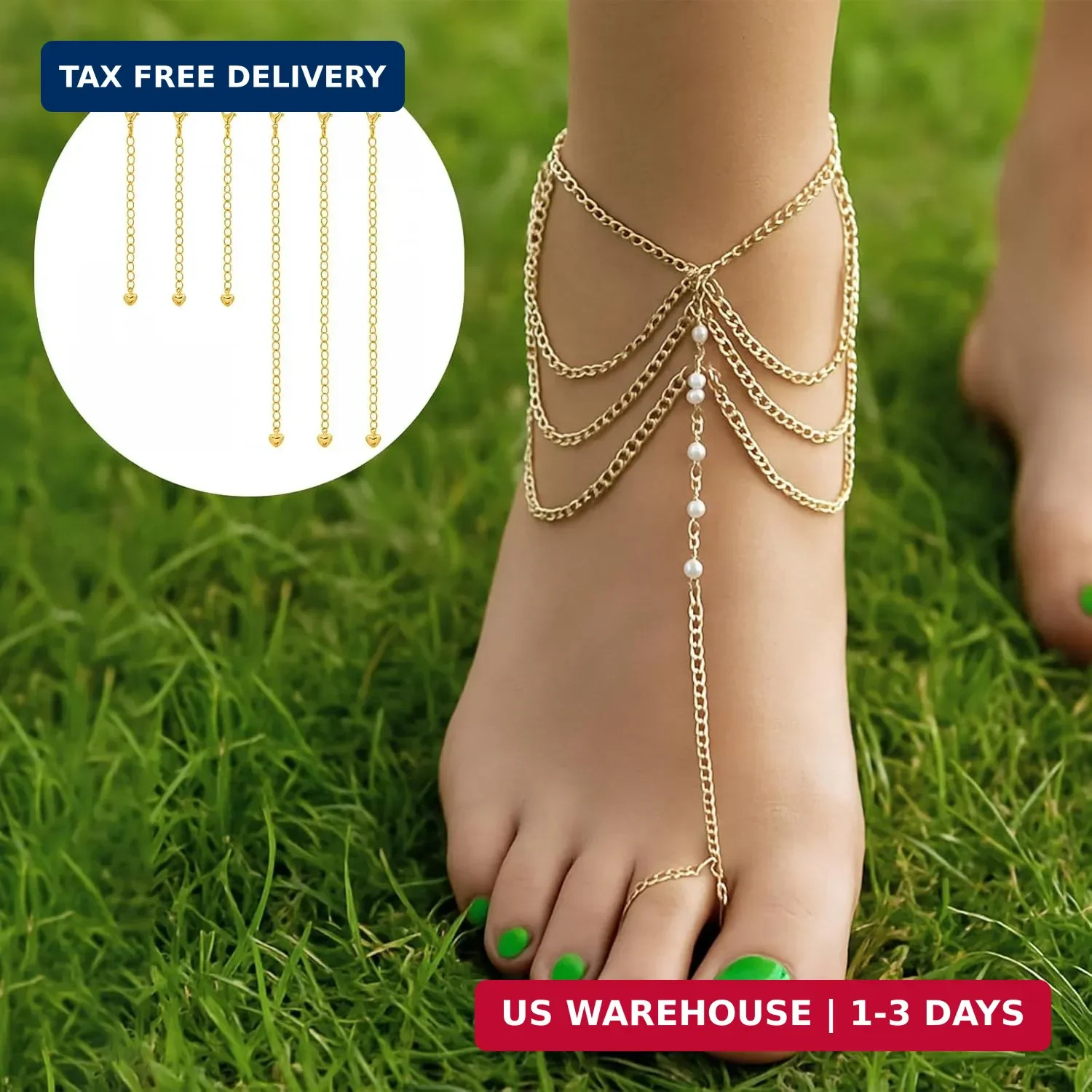 6 Pcs Gold Necklace Extenders for Women Non Tarnish Gold Bracelet Chain Extender