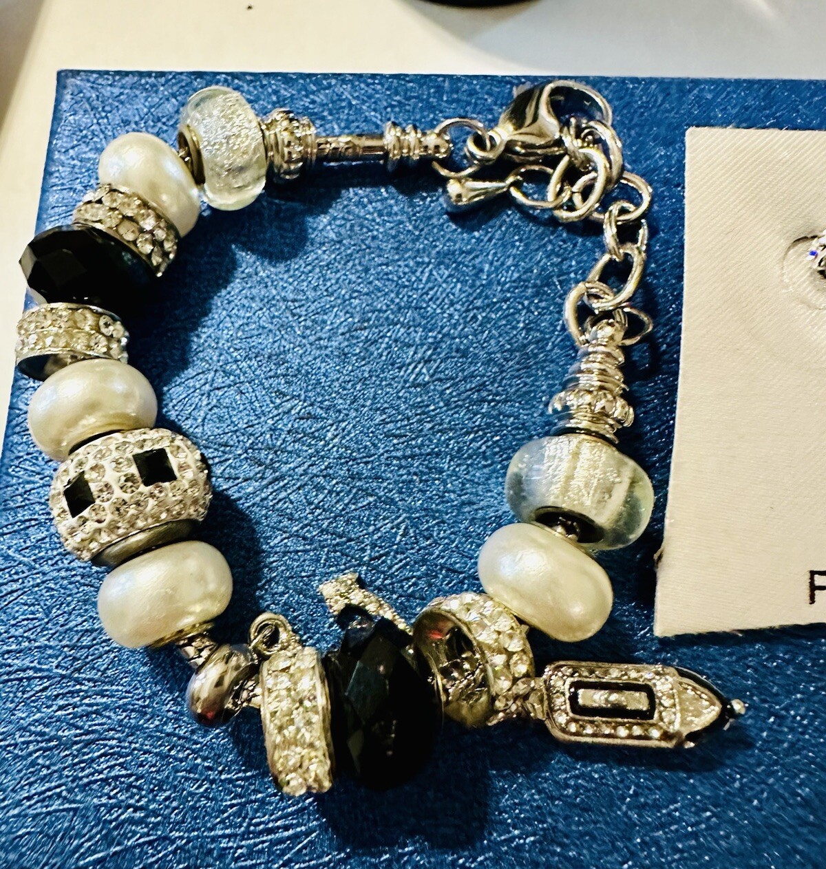 New Black & White Crystal Charm Bracket & Matching Earrings $60 Kohl’s