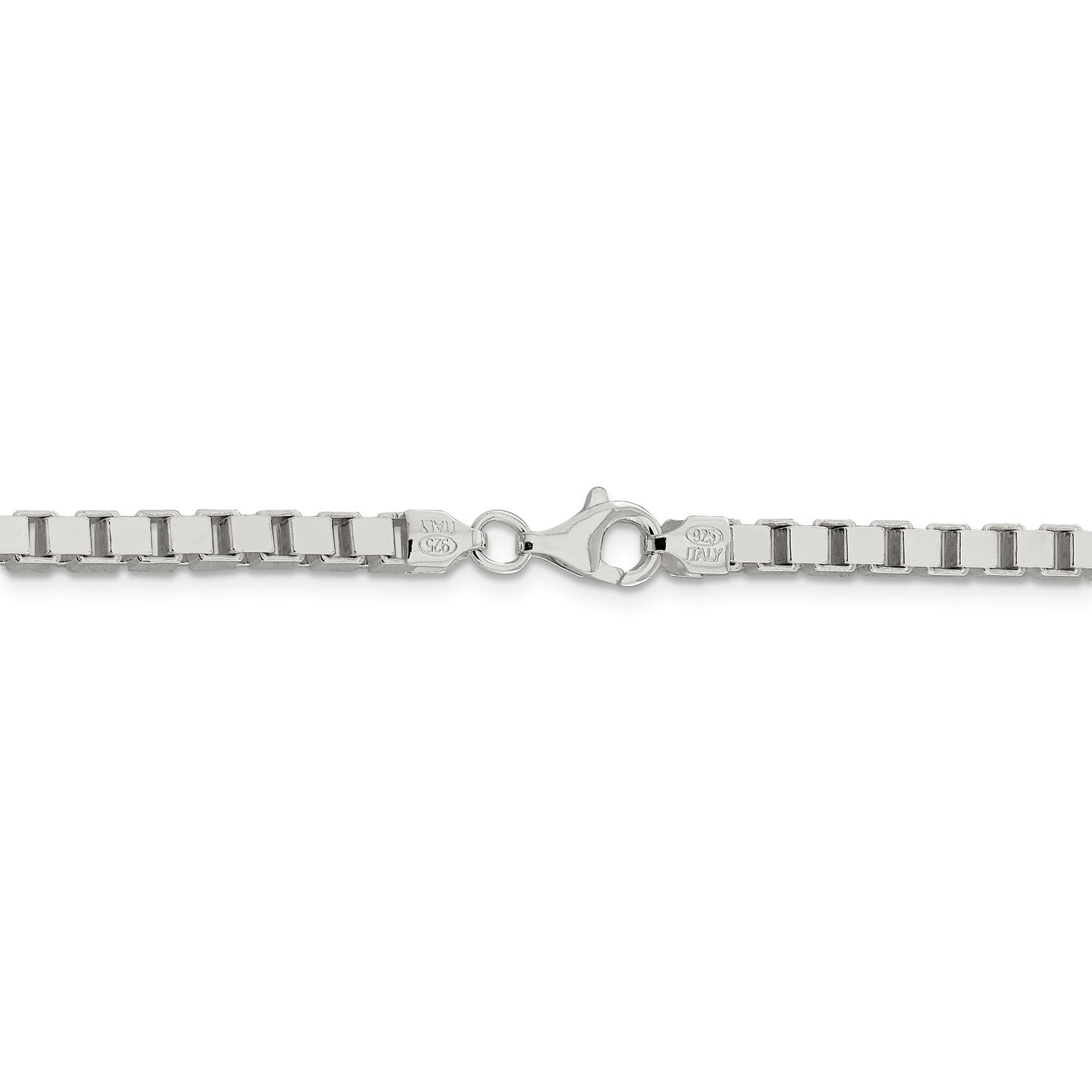 Sterling Silver Solid Polished 3.75mm Plain Box Chain w/ Lobster Clasp 18″ – 30″