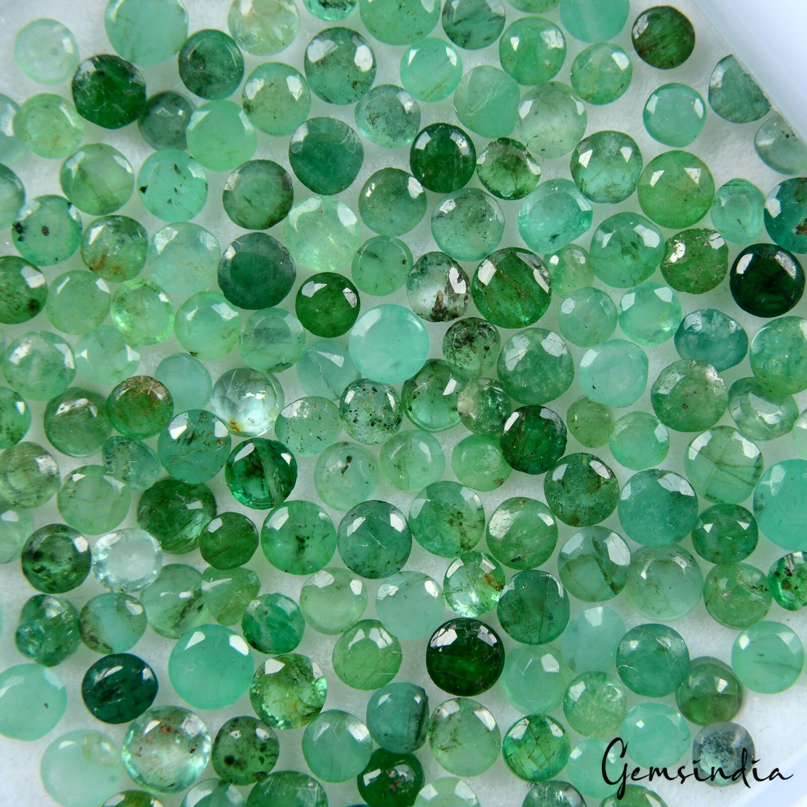 200 Pcs Natural Green Emerald 1.5-3mm Round Cut Untreated Colombian Emerald~15Ct