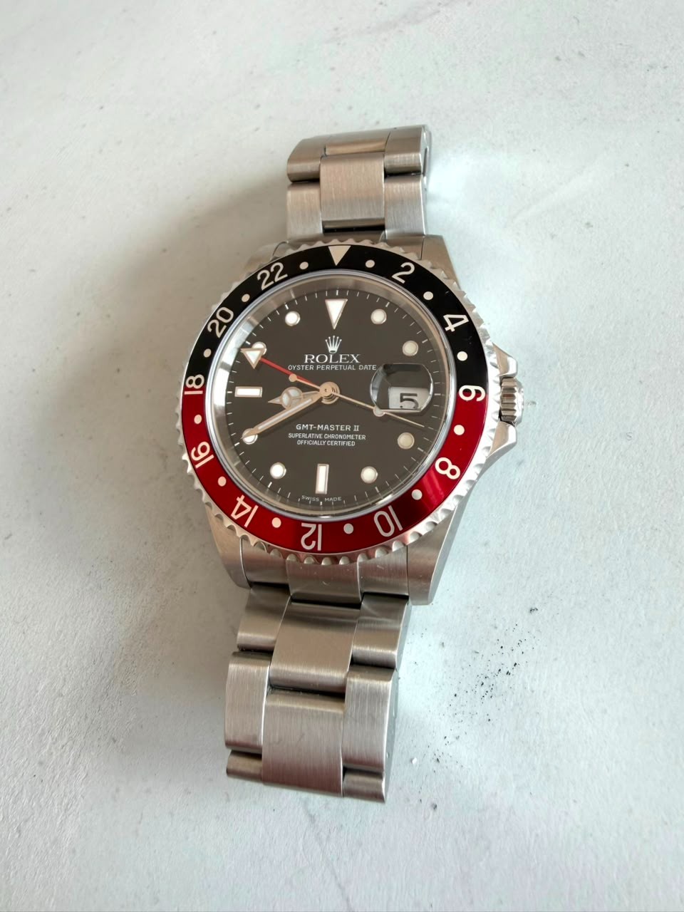 Mint Rolex GMT-Master II 16710 40 mm Steel Coke Bezel Black Red Automatic Watch