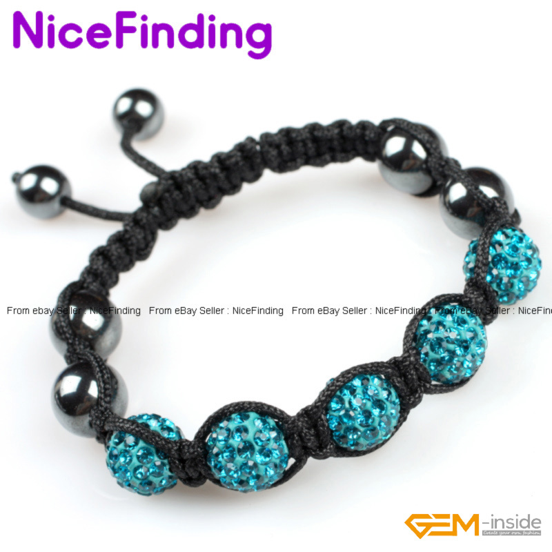10mm Disco Ball Clay Rhinestone CZ Crystal Pave Bracelet Jewelry Women Men Gift