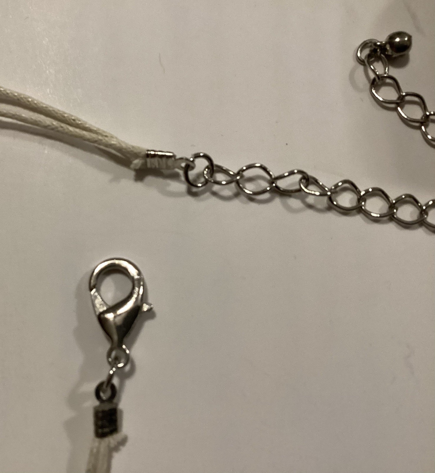 Bone Colored And Silver Beaded Necklace Mixit Color