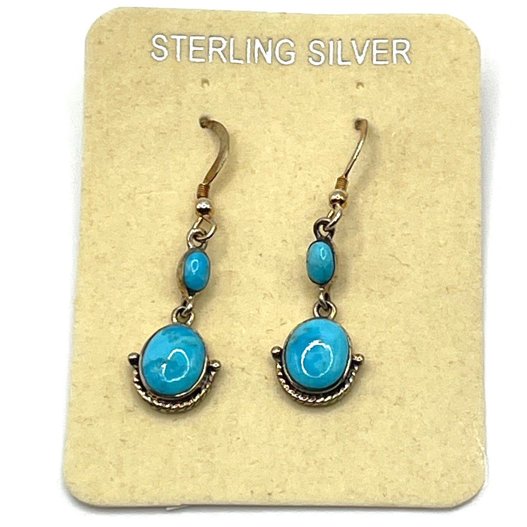 Turquoise Earrings 1″ Drop Dangle Hooks Philippines SW Style Sterling 925
