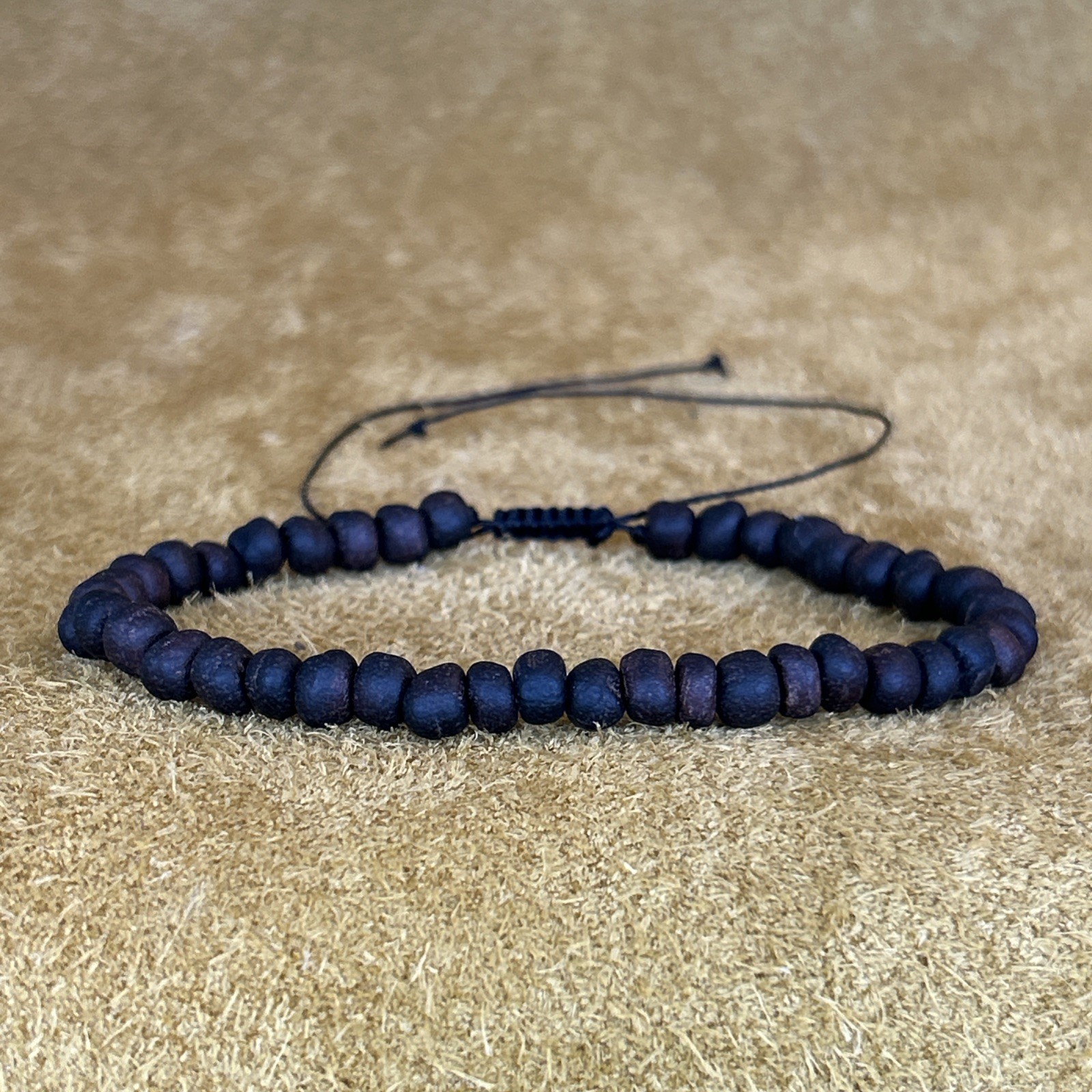 Handmade Rustic Black Walnut Wood Bead Bracelet 8” NEW Handmade Wood Bead
