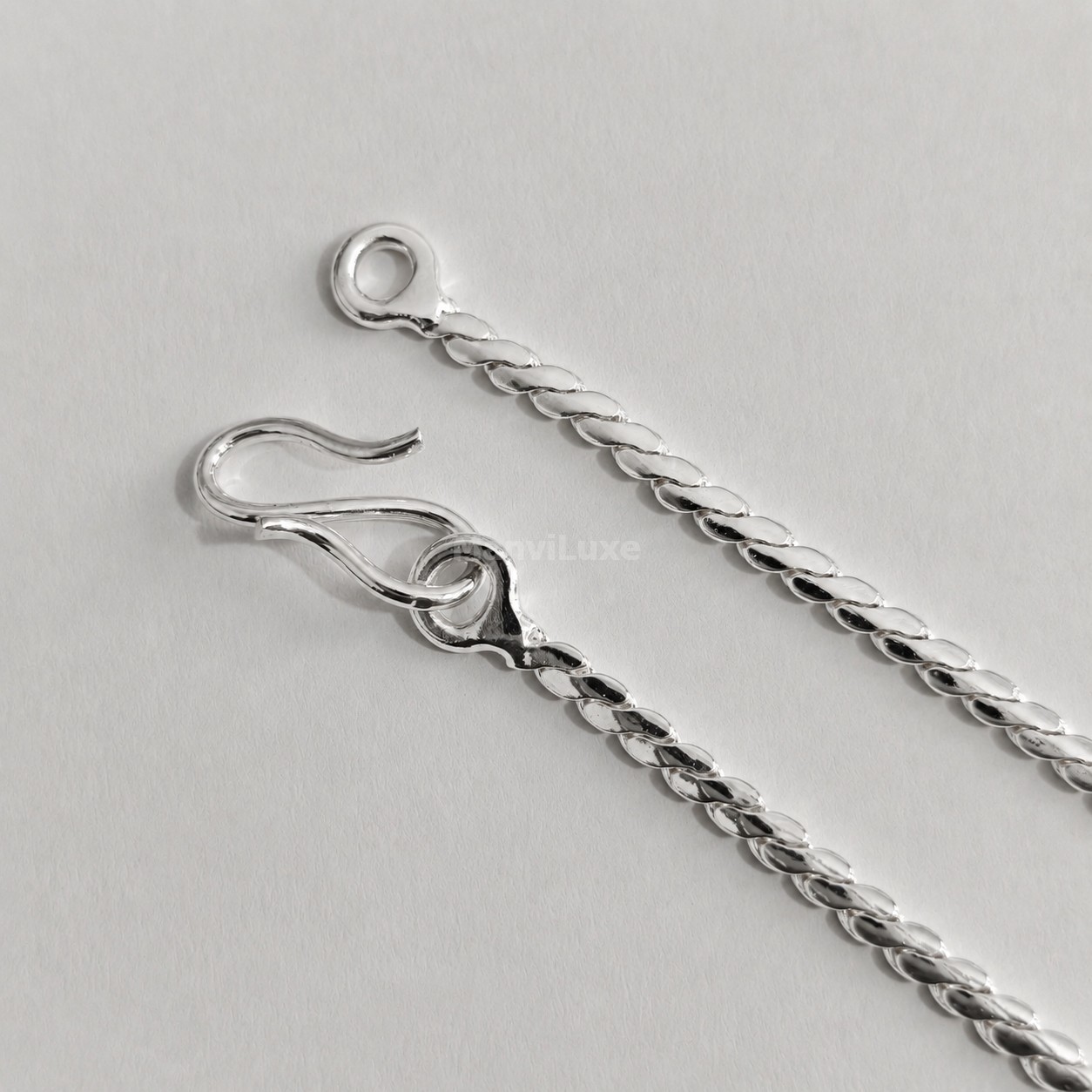 8″ Silver Bonded Twisted Rope Chain for Men & Women | Classic Silver Anklet