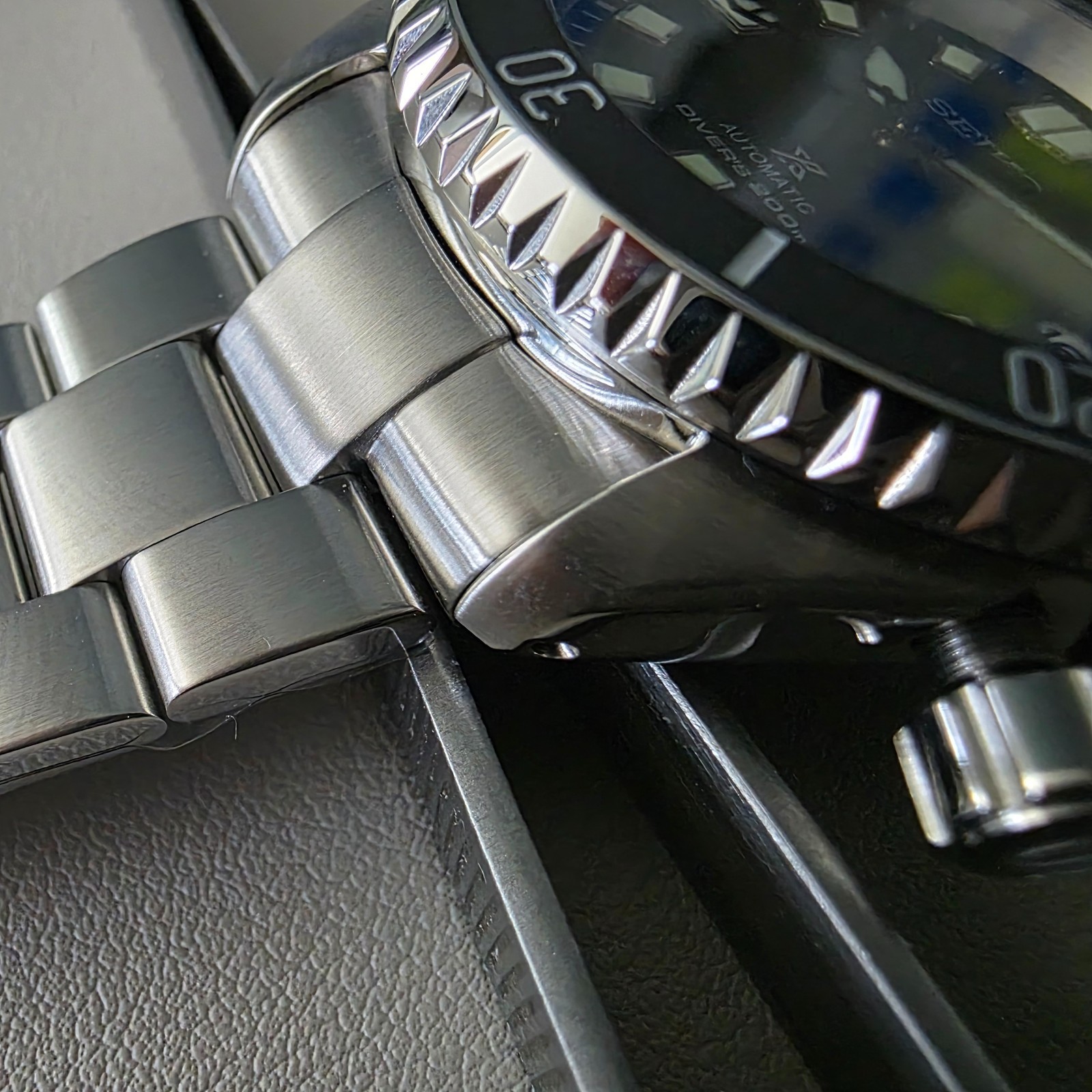 SEIKO Bracelet SKX007 / Beveled Male SEL V_Clasp Sand Blast