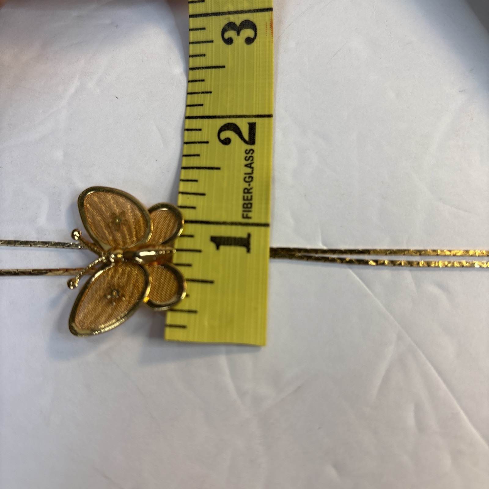 Vintage Gold Tone Filigree Butterfly Adjustable Slider Necklace 29”