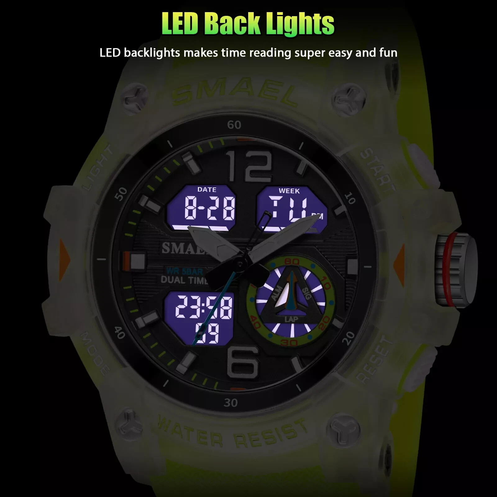 Reloj Militar LED para Hombres Pulsera Deportiva Digital&Cuarzo Impermeable