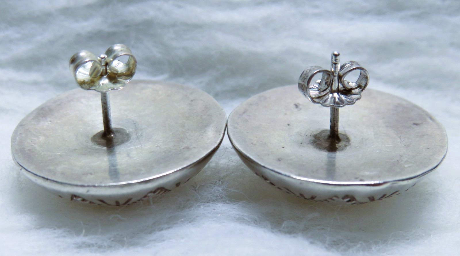 Navajo 22.5mm half Ball Bead concha sterling earrings