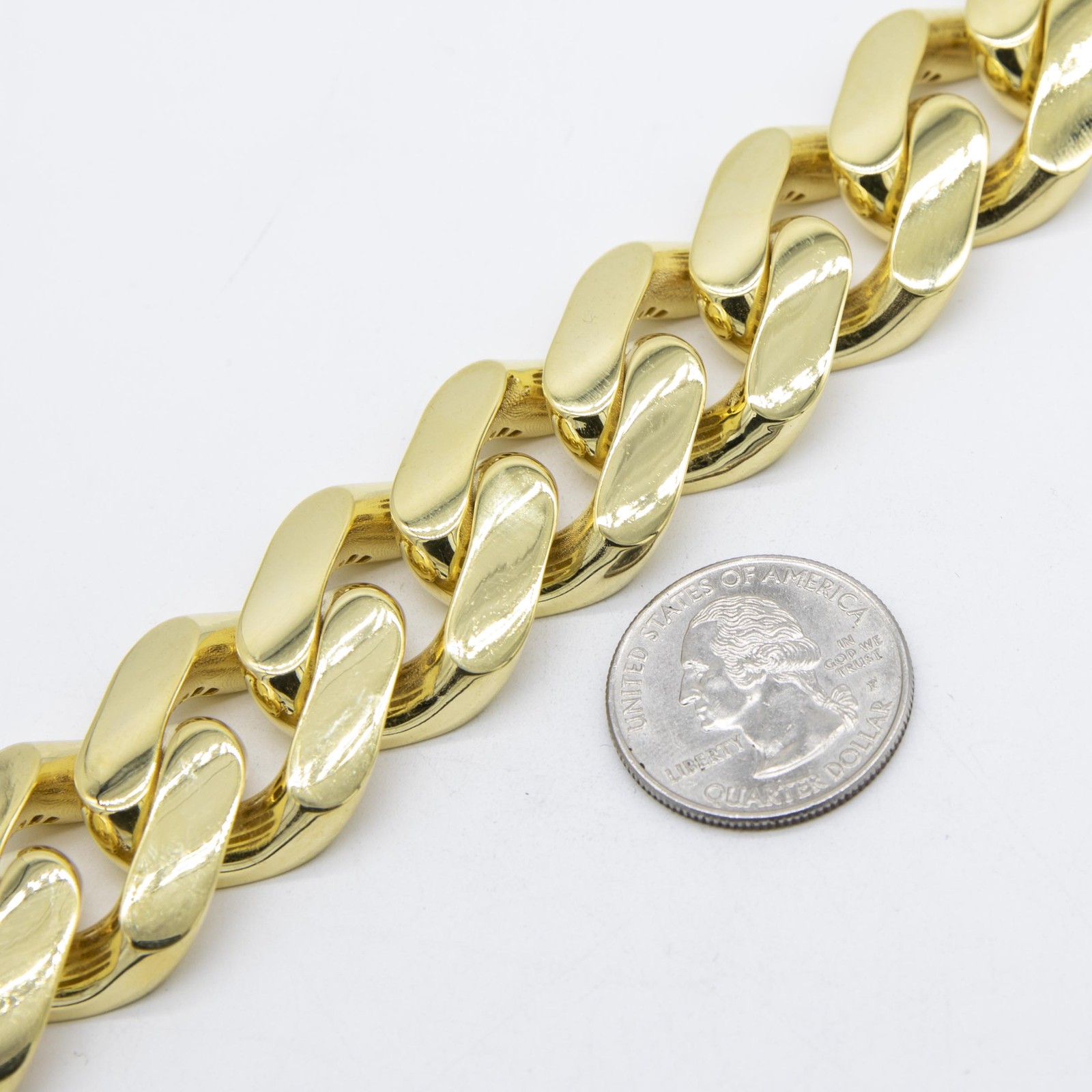 24mm Miami Cuban Royal Link Plain Box Clasp Bracelet Real 10K Yellow Gold 8.5″