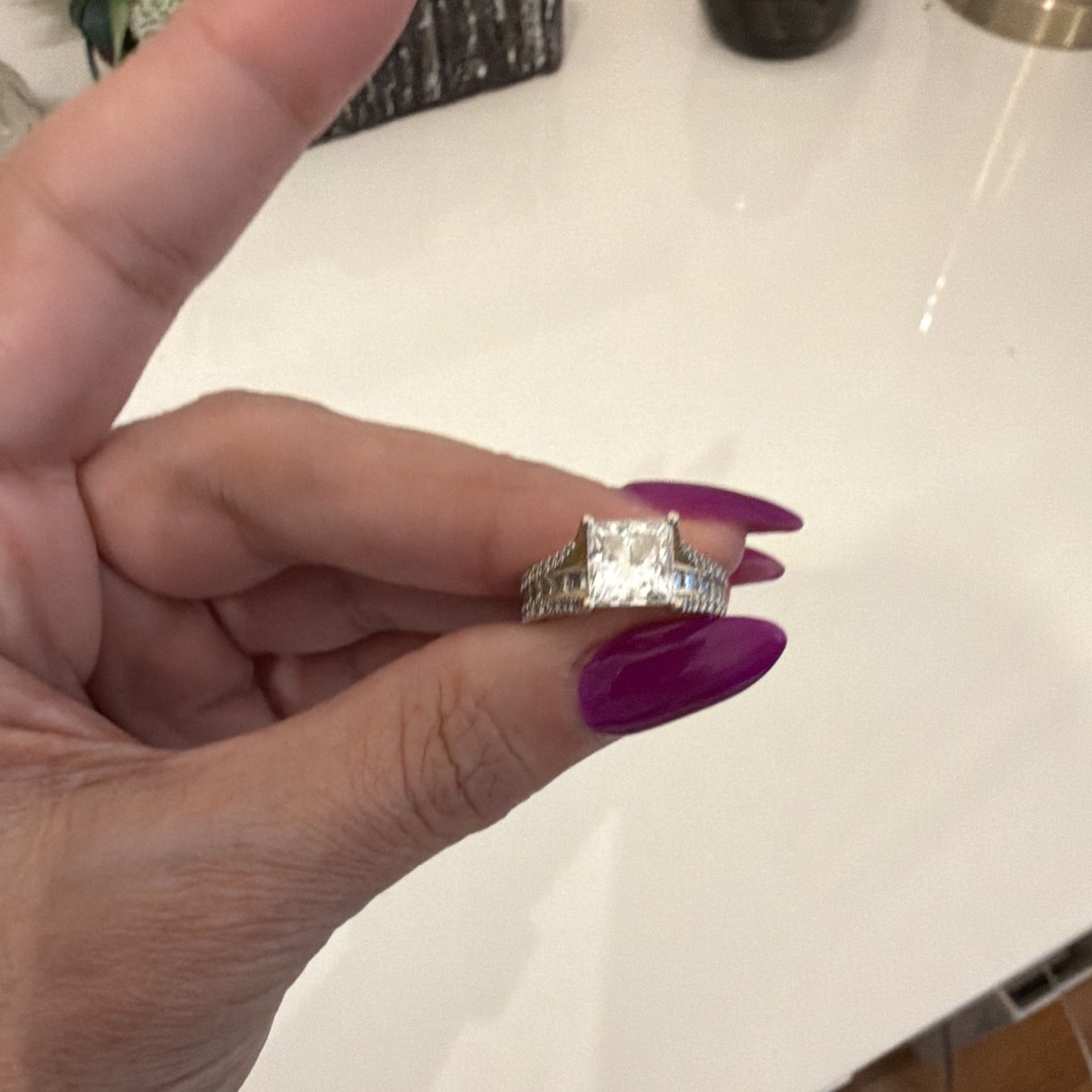 2.02ct Lab Grown Princess Diamond Ring 14K Yellow Gold E/VVS2 IGI 7