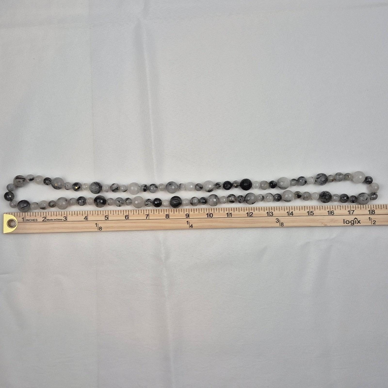 DTR Jay King Beaded Necklace Women 36″ Gray White Black Gemstone Long Strand 925
