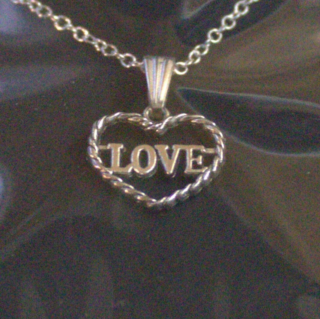 1 Silver Rolo Necklace Rope Heart Love Very Nice Gift For Any Occasion Sexy Gift