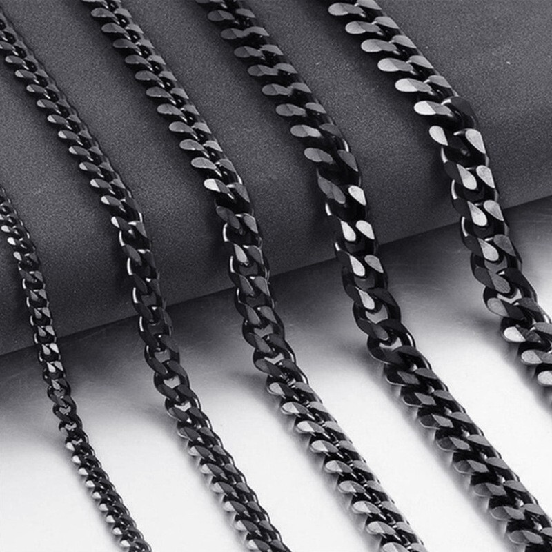 Hip Hop Width 3/5/7/9MM Cuban Link Stainless Steel Chains Necklace for Men Basic