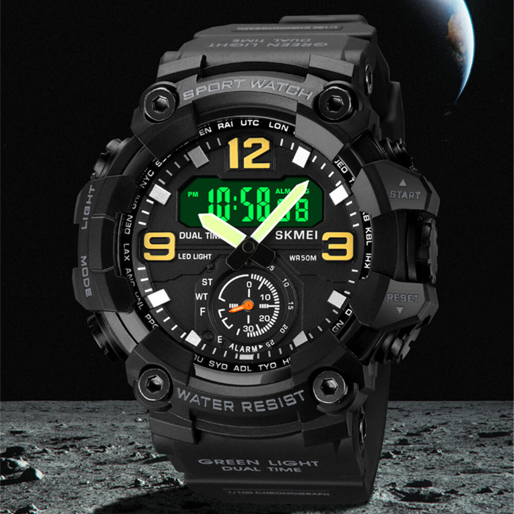 SKMEI Men Digital Quartz Watch Fashion Chronograph Military Sport LED Wristwatch
