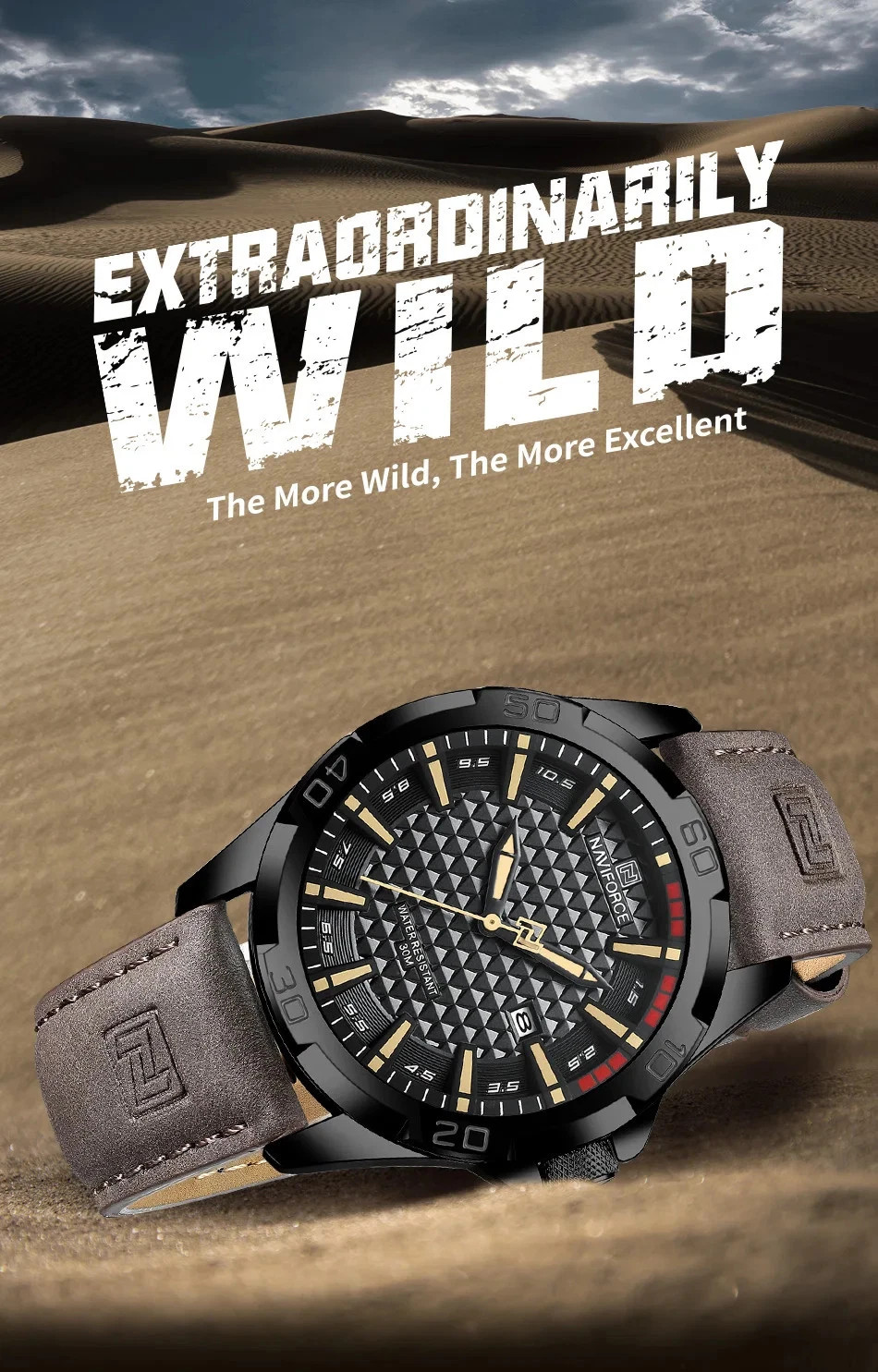 NAVIFORCE Men Casual Sport Military Quartz Calendar Wrist Watch for Man Business