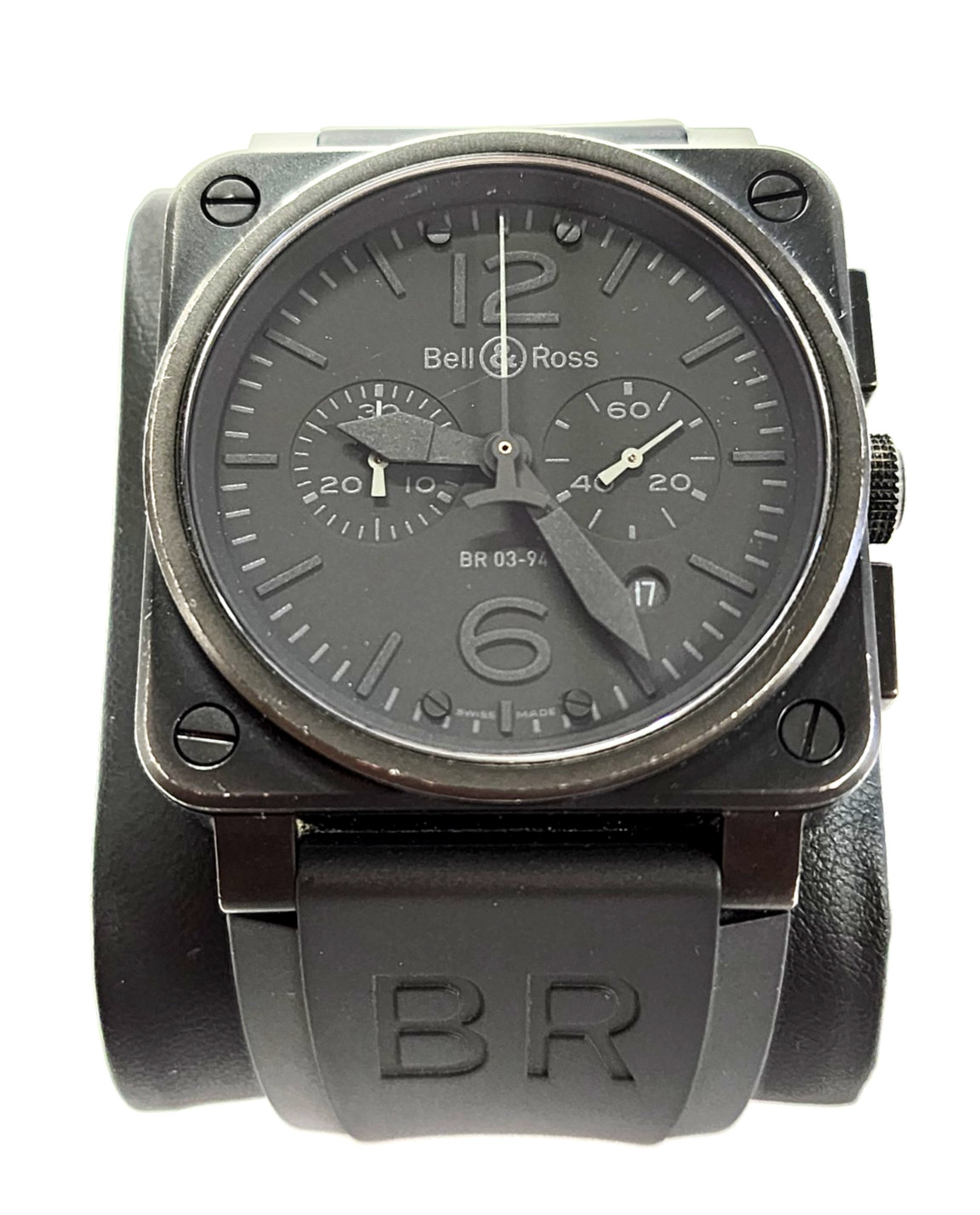 Bell & Ross BR 03-94 Phantom All Black Chronograph Automatic Aviator Watch 42mm