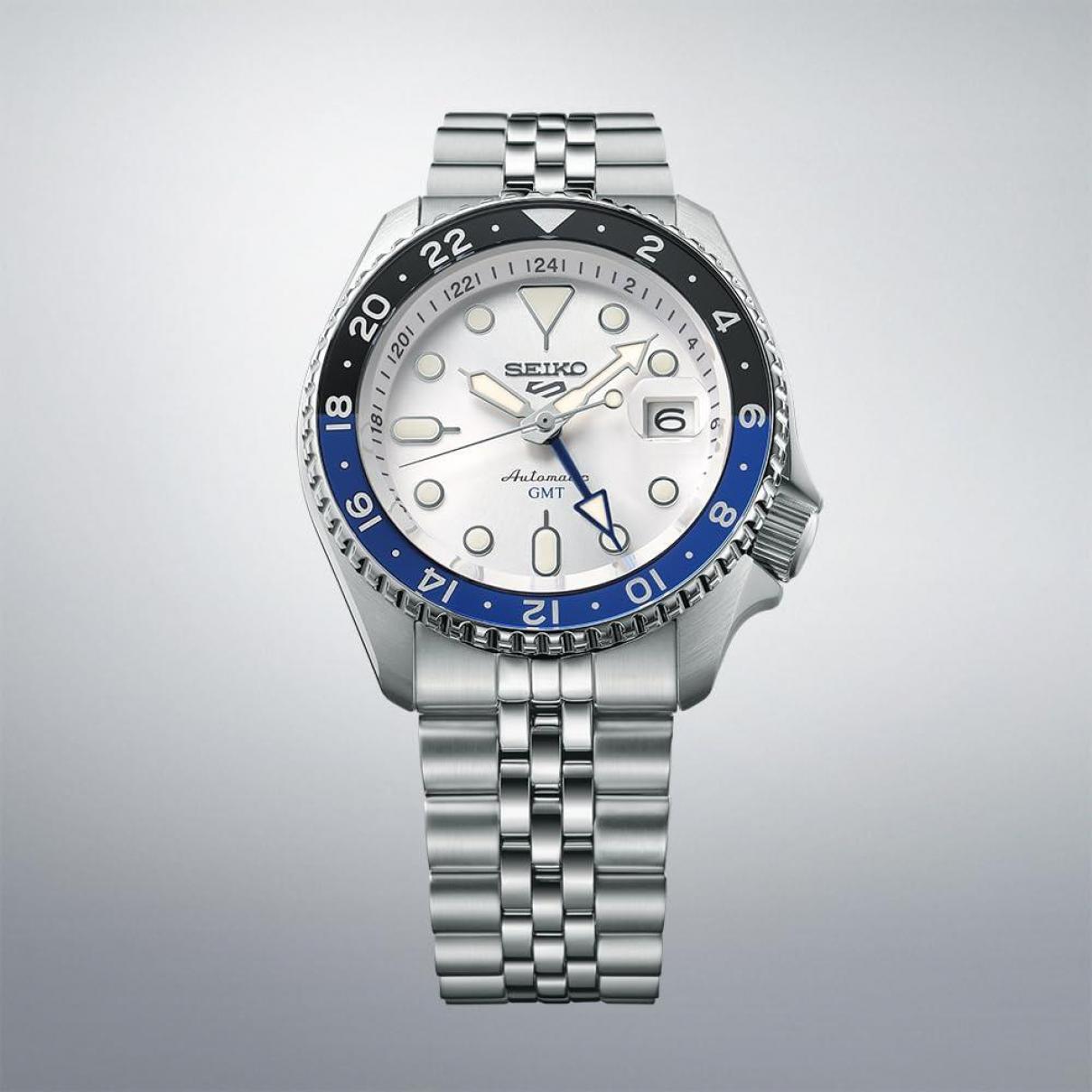 Seiko 5 Sports SBSC017 White Dial SKX Sports Style GMT Automatic Men Watch New