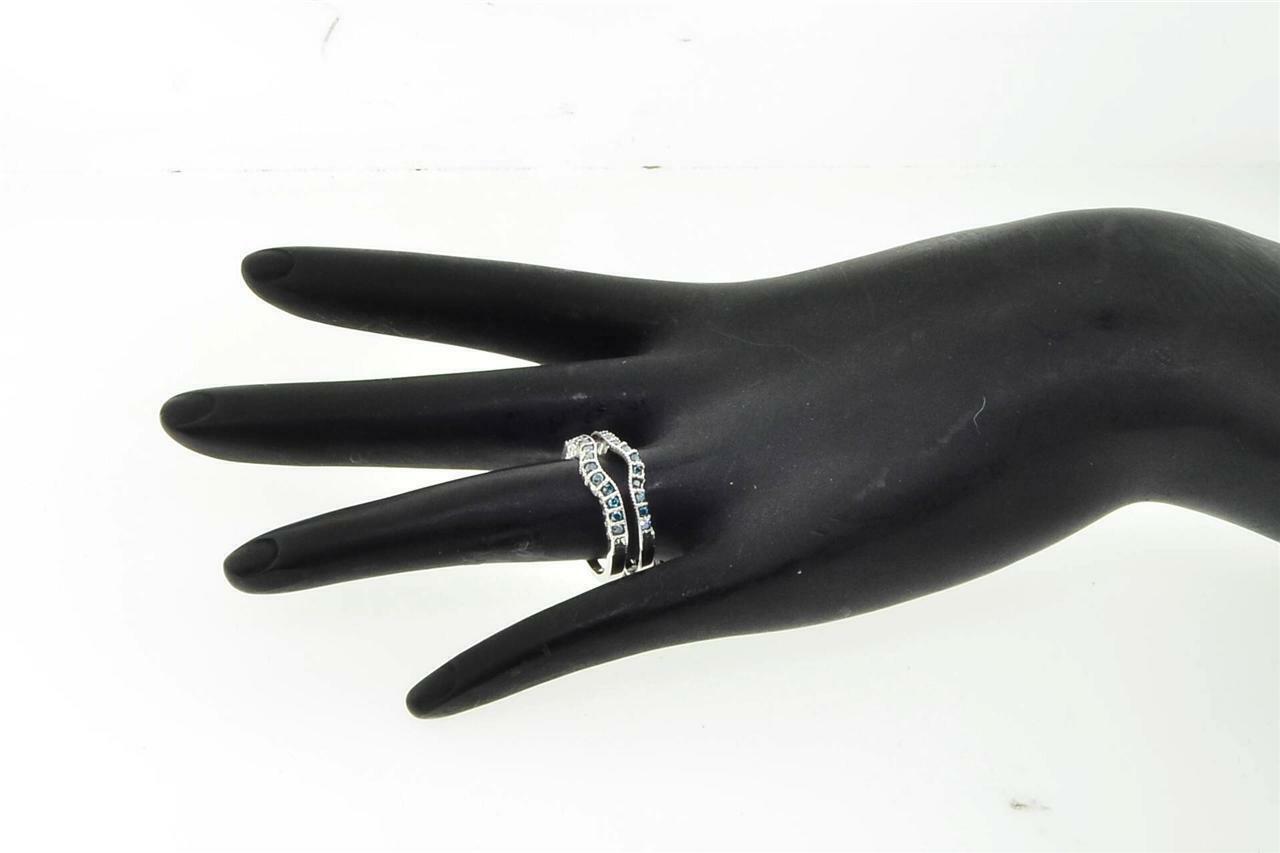 1.35Ct Round Blue CZ Solitaire Ring Enhancer Wrap Solid 925 Sterling Silver