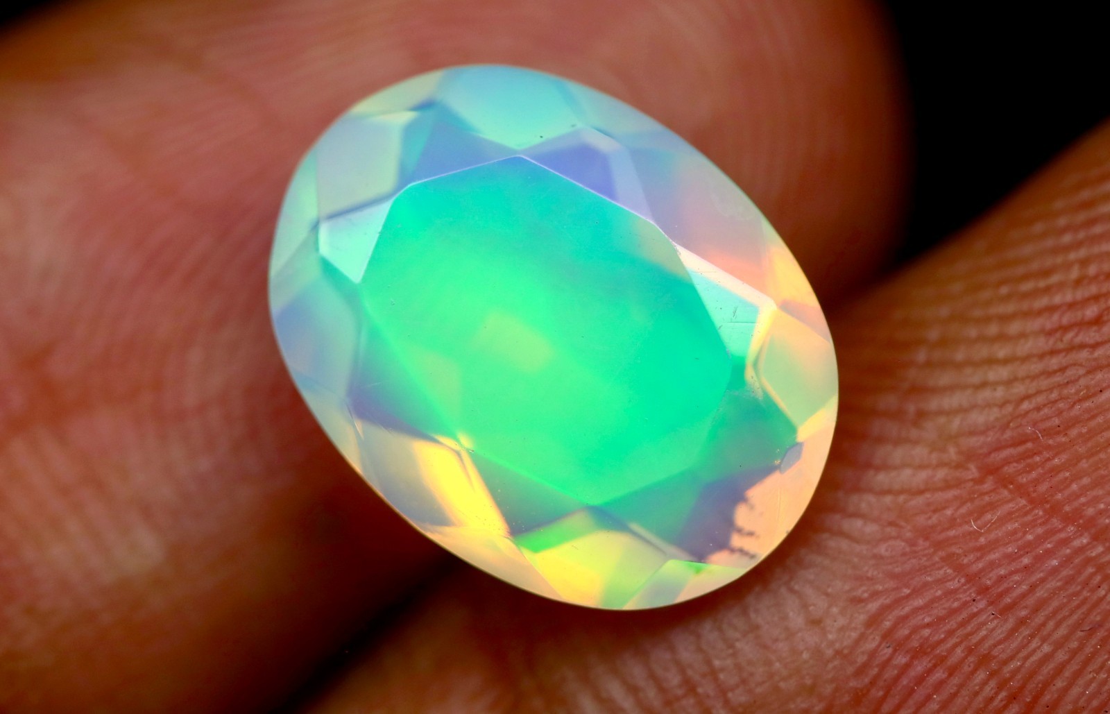 Faceted Opal, 2.55 Ct Faceted Ethiopian Opal, Welo Opal Faceted, 12x9x5mm Opal